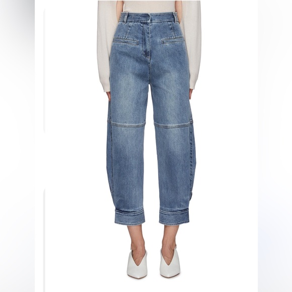 Tibi Denim - Tibi Women’s Sculpture Mid Rise Tapered Denim Pants Leg Blue Jeans Sz 31
